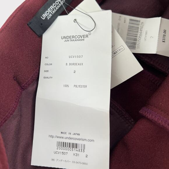 Undercover Jun Takahashi High-Rise Stirrup Pants in Bordeaux NEW - Picture 4 of 9